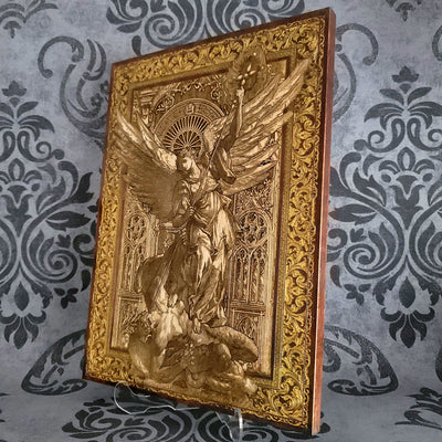 San Miguel Arcángel II - Madera grande teñida en arce