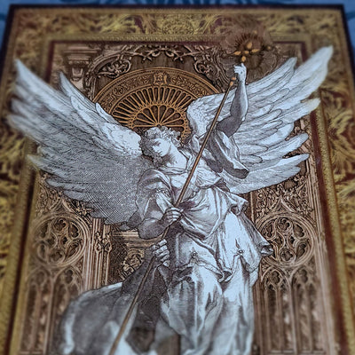 St Michael The Archangel III - Large Maple Stained Wood