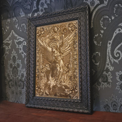 framed saint michael wood icon archangel protector home