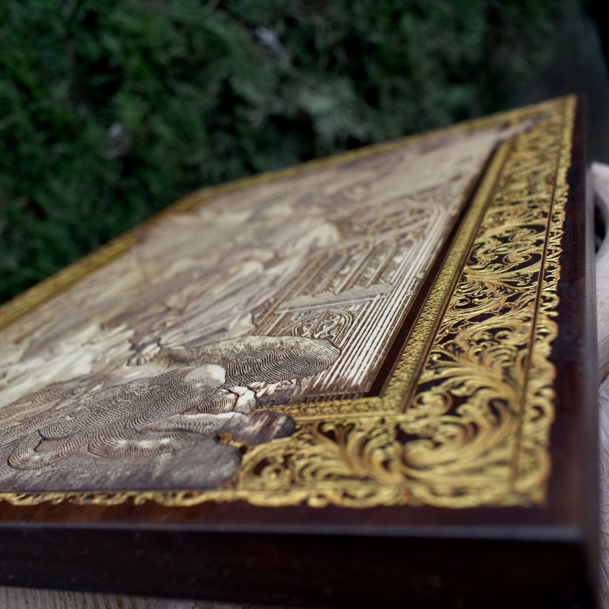 St Michael The Archangel II - Large Maple Stained Wood