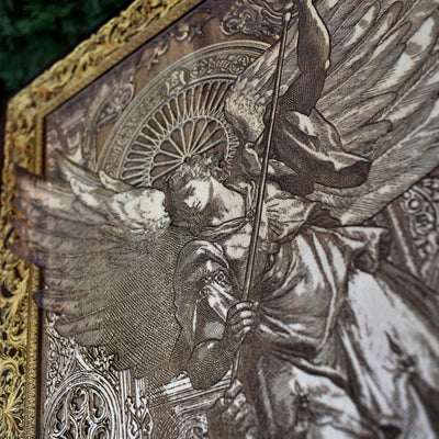 Gothic engraved wood art – gothic art, engraved wood, dark fantasy, skeleton design, artisan crafted