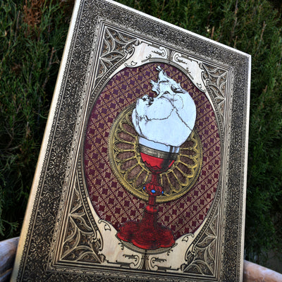 Gothic engraved wood art – gothic art, engraved wood, dark fantasy, skeleton design, artisan crafted