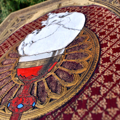 Gothic engraved wood art – gothic art, engraved wood, dark fantasy, skeleton design, artisan crafted