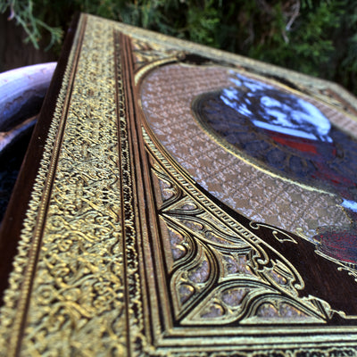 Gothic engraved wood art – gothic art, engraved wood, dark fantasy, skeleton design, artisan crafted