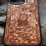 Load image into Gallery viewer, iPhone &amp; Samsung Galaxy Wood Phone Case -Artwork &quot;Saint Michael the Archangel II&quot;
