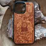 Load image into Gallery viewer, iPhone &amp; Samsung Galaxy Wood Phone Case -Artwork &quot;Saint Michael the Archangel II&quot;
