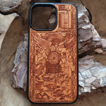 Load image into Gallery viewer, iPhone &amp; Samsung Galaxy Wood Phone Case -Artwork &quot;Saint Michael the Archangel II&quot;
