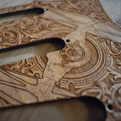 Stratocaster HSS & SSS Wood Pickguard - Tie Fighter Star Wars Star Wars engraved wood phone case