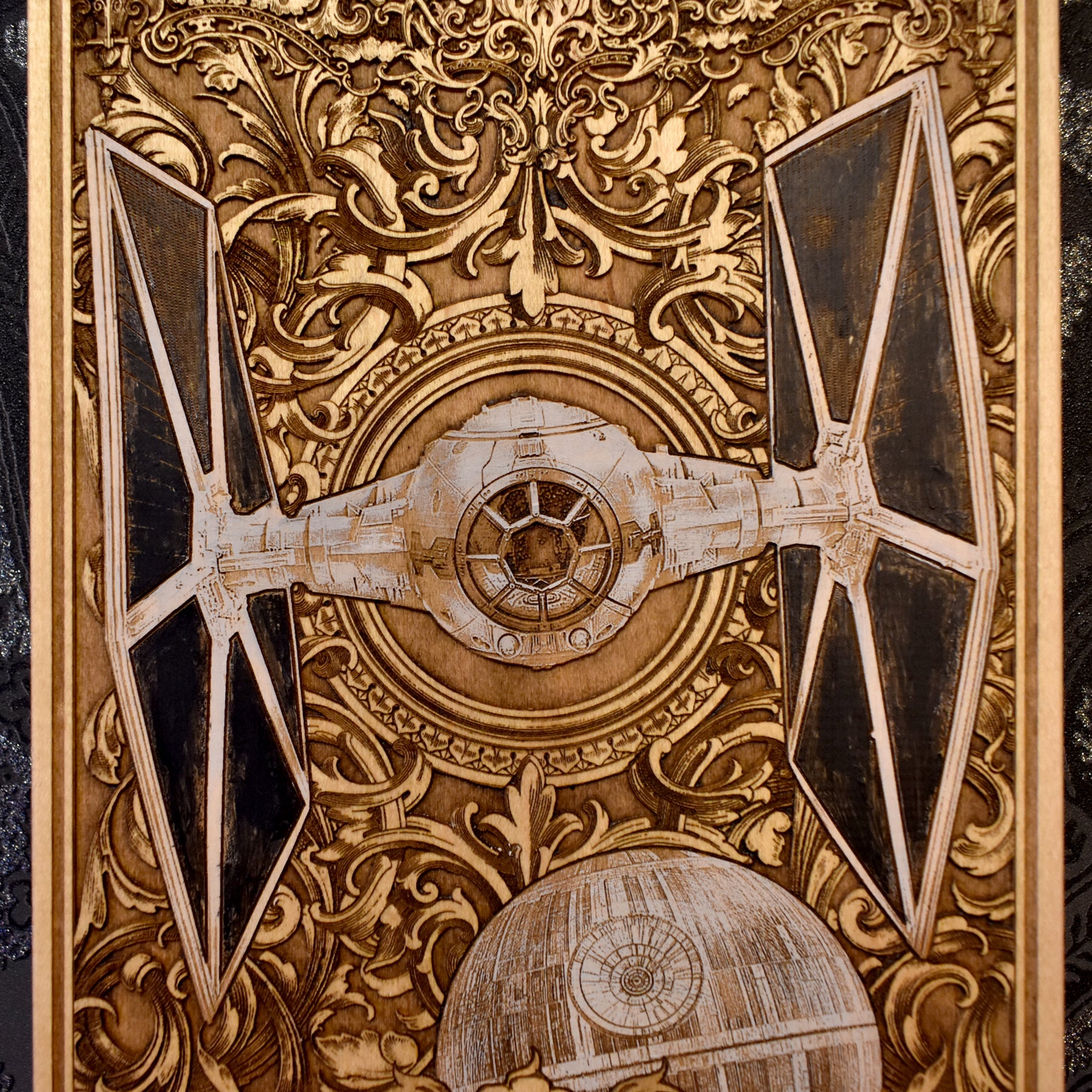 Tie Fighter Ship Star Wars - Mittelgroß, handbemalt