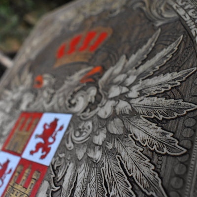 Toledo Coat of Arms wooden panel for Spanish heritage decor