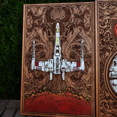 Intergalactic Spaceships Star Wars  II - Triptych edition Star Wars engraved wood phone case