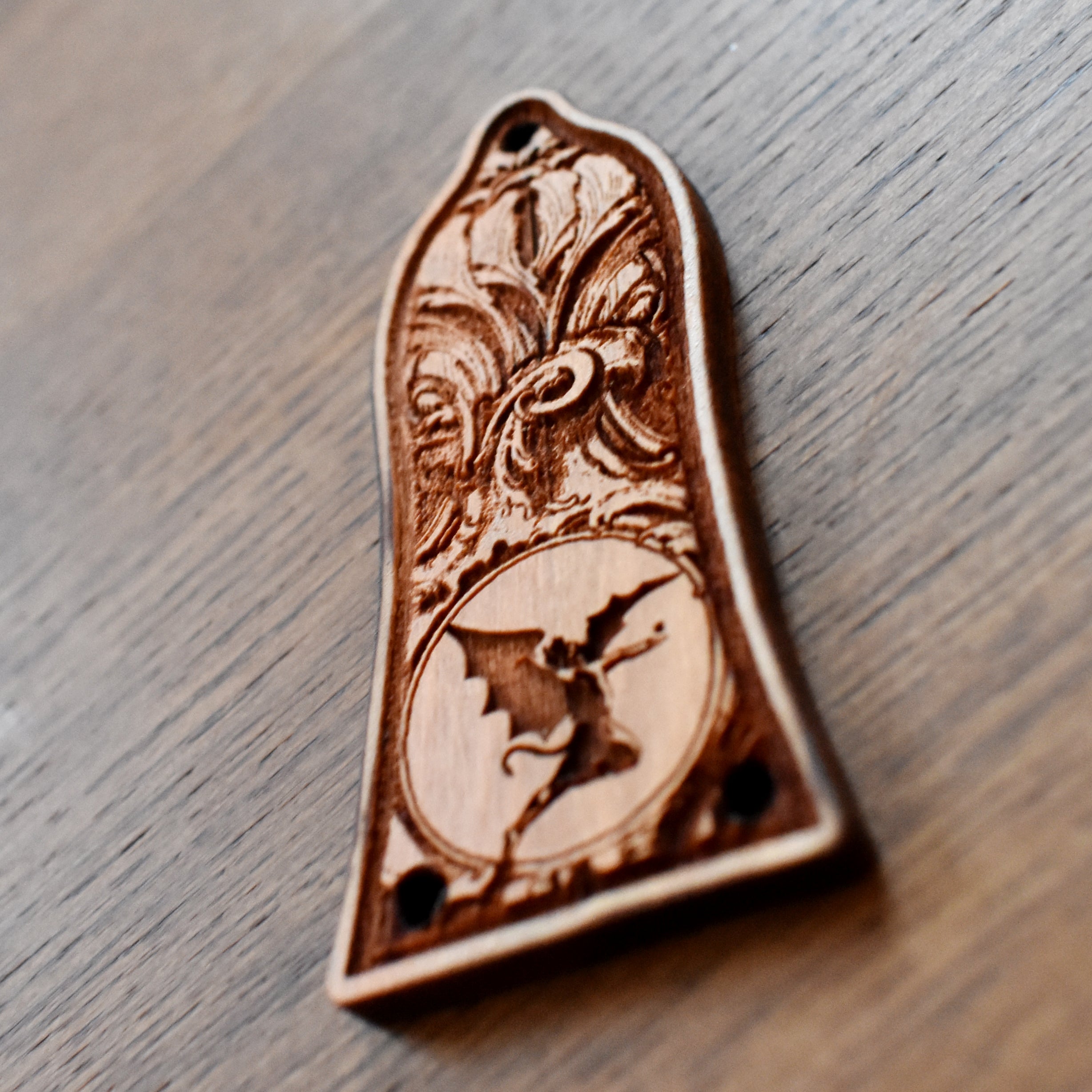 Truss Rod Cover for Epiphone Les Paul Black Sabbath – gothic art, engraved wood, dark fantasy, skeleton design, artisan crafted