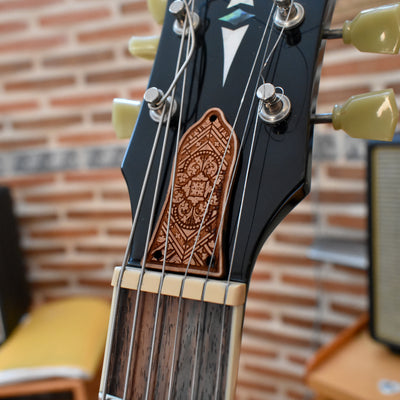 Truss Rod Cover for Epiphone Les Paul Embellishment 4 – gothic art, engraved wood, dark fantasy, skeleton design, artisan crafted