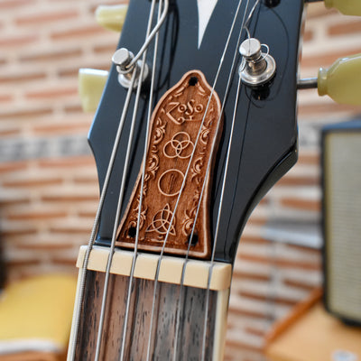 Truss Rod Cover for Epiphone Les Paul Led Zeppelin – gothic art, engraved wood, dark fantasy, skeleton design, artisan crafted