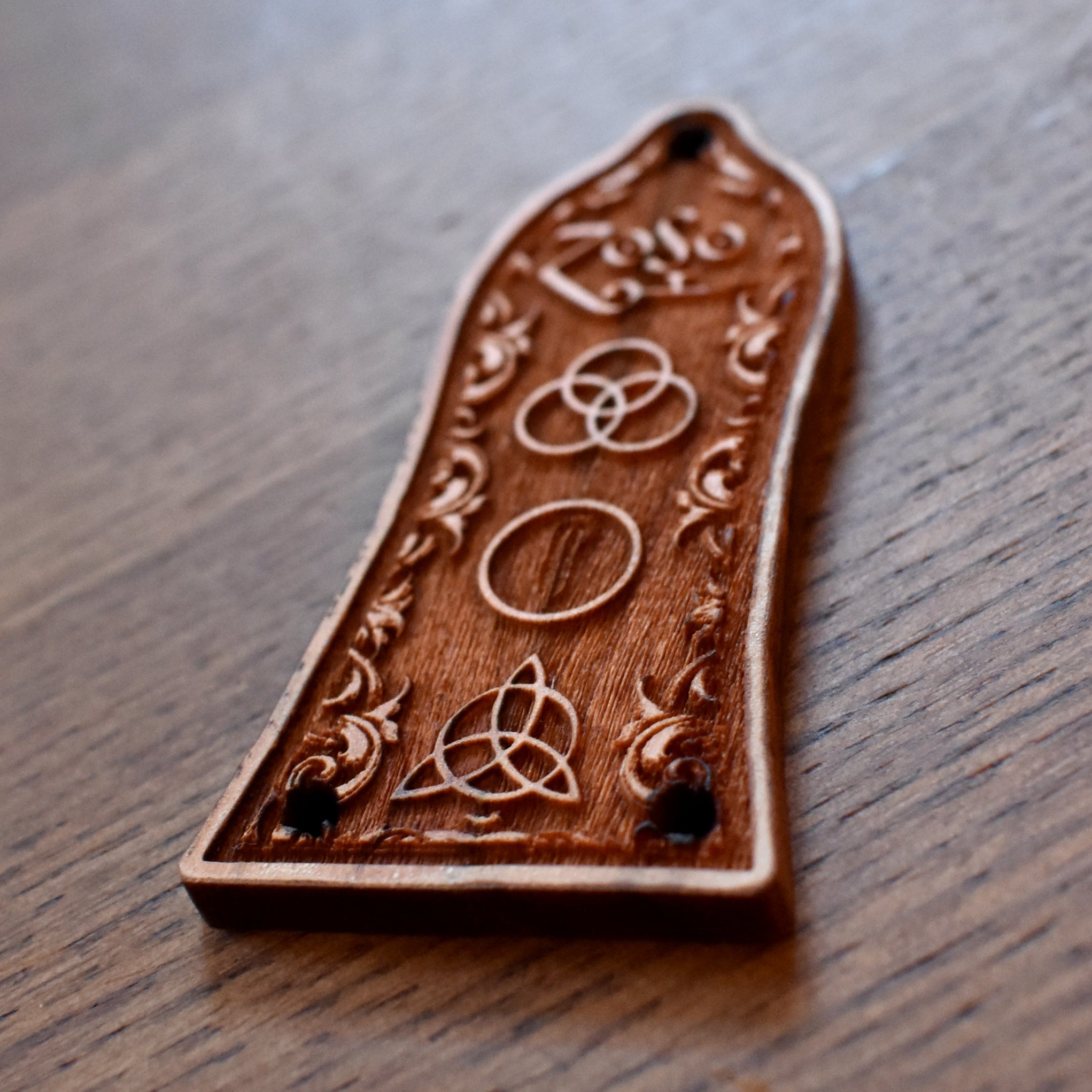 Truss Rod Cover for Epiphone Les Paul Led Zeppelin – gothic art, engraved wood, dark fantasy, skeleton design, artisan crafted