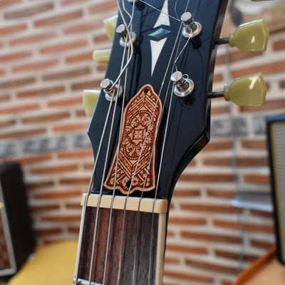 Truss Rod Cover for Gibson Les Paul Embellishment 4 – gothic art, engraved wood, dark fantasy, skeleton design, artisan crafted