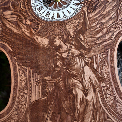 Gothic engraved wood art – gothic art, engraved wood, dark fantasy, skeleton design, artisan crafted