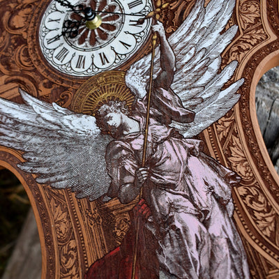 St. Michael-inspired violin clock, detailed hand-painted design for music lovers and collectors.