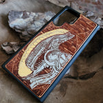 Load image into Gallery viewer, iPhone &amp; Samsung Galaxy Wood Phone Case -Artwork &quot;Alien Head&quot; Hand Painted
