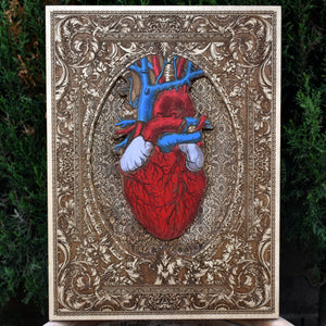 Heart Artwork Hand Carved- Large