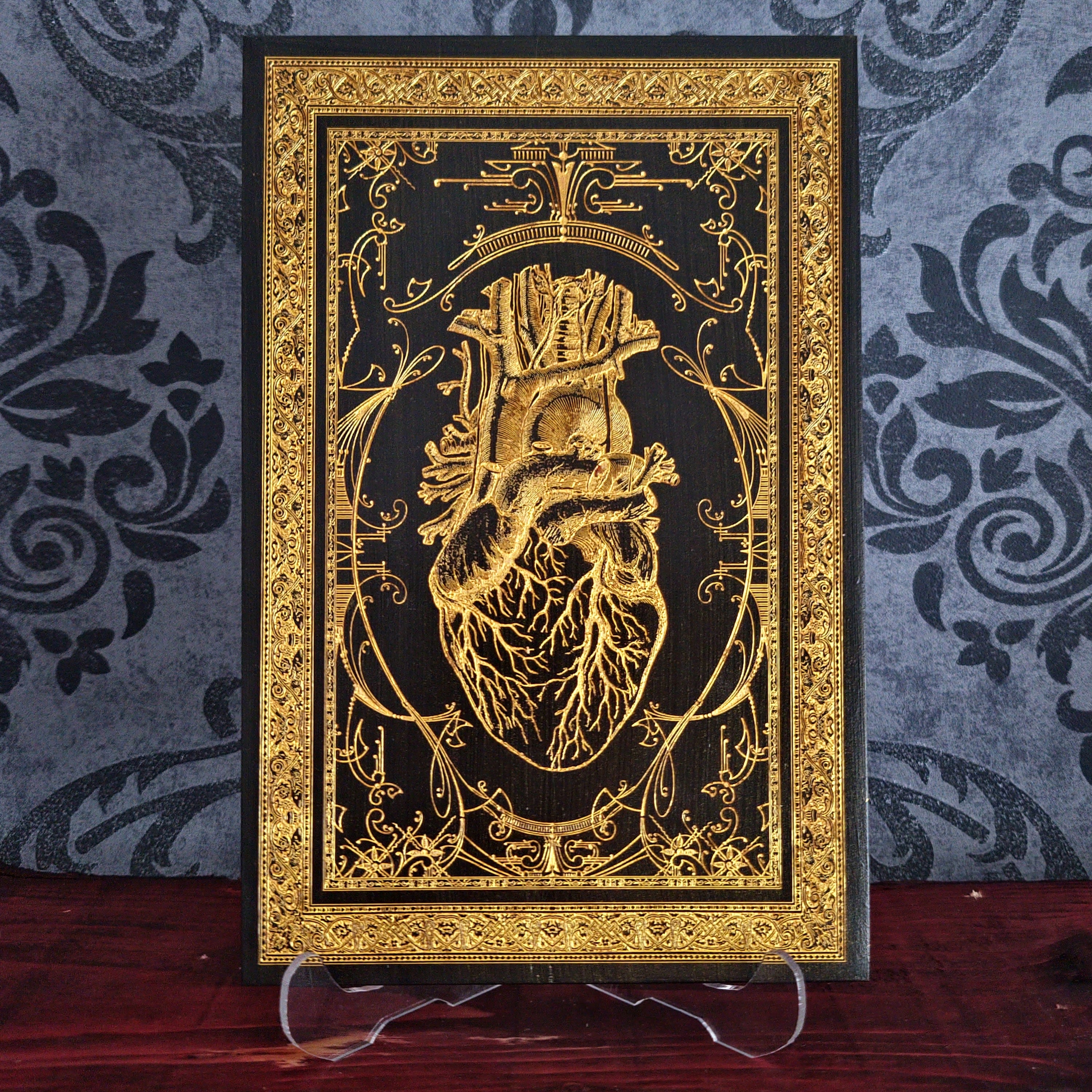Anatomical Heart Wood Wall Art – Gothic Anniversary Gift for