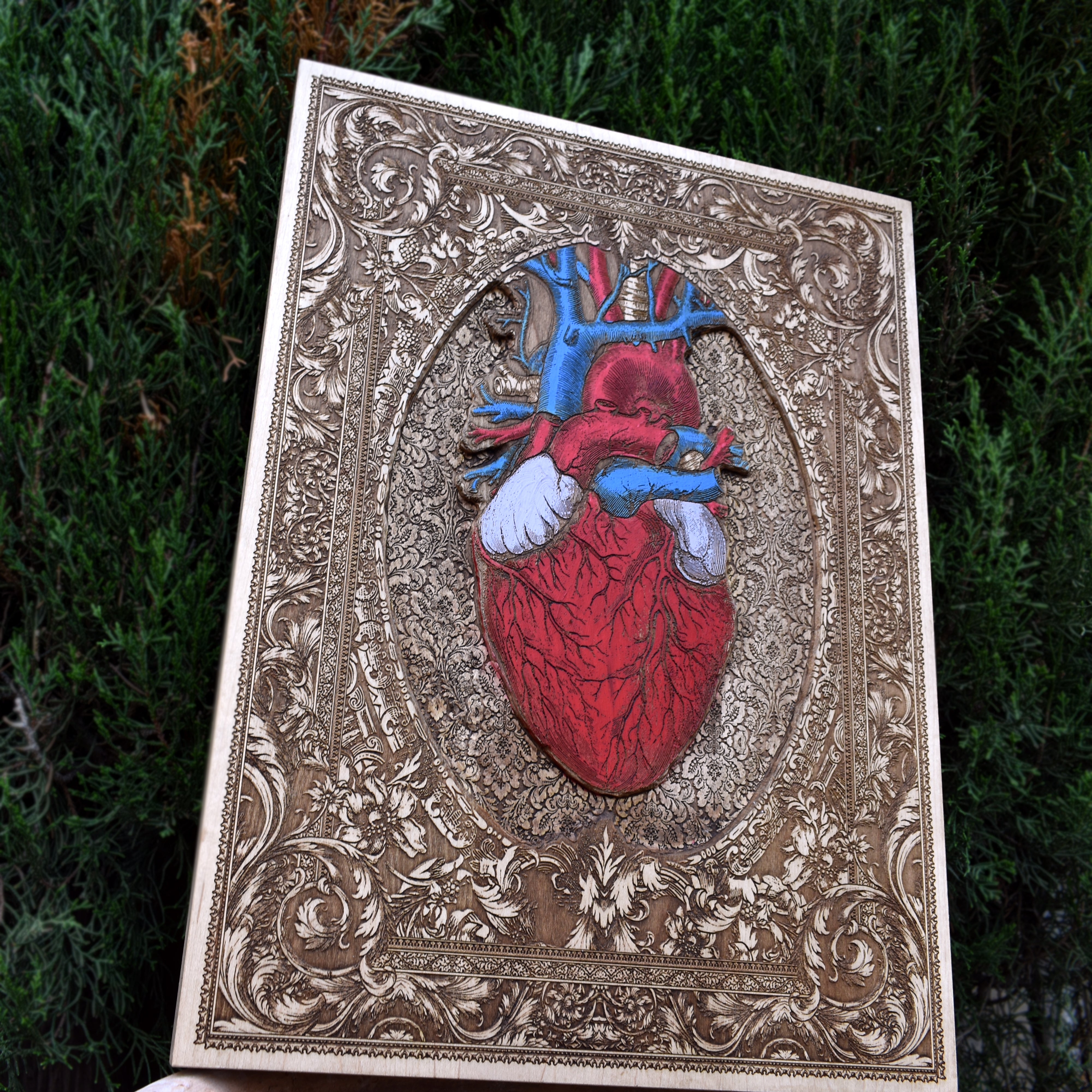 Heart Artwork Hand Carved- Large