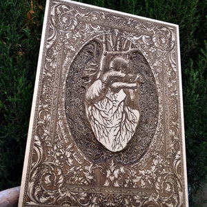 Heart - Hand Carved & Laser Engraved - Large