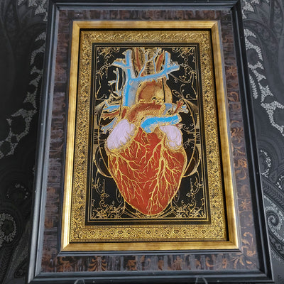 Corazón negro pintado a mano - Mediano