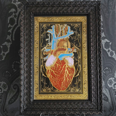 Corazón negro pintado a mano - Mediano