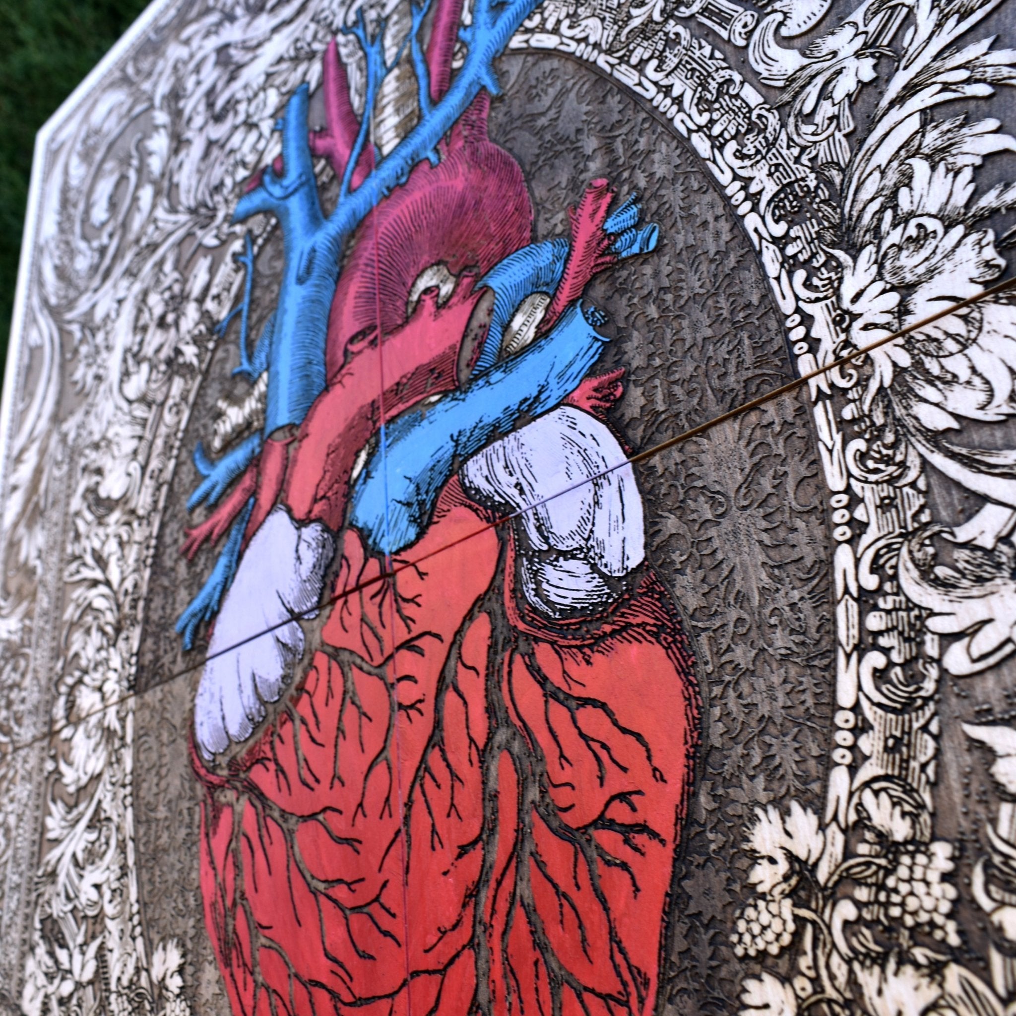 Beautifully crafted maple wood anatomical heart art, perfect as a unique wood anniversary gift, Valentine’s Day present, or meaningful artistic keepsake.