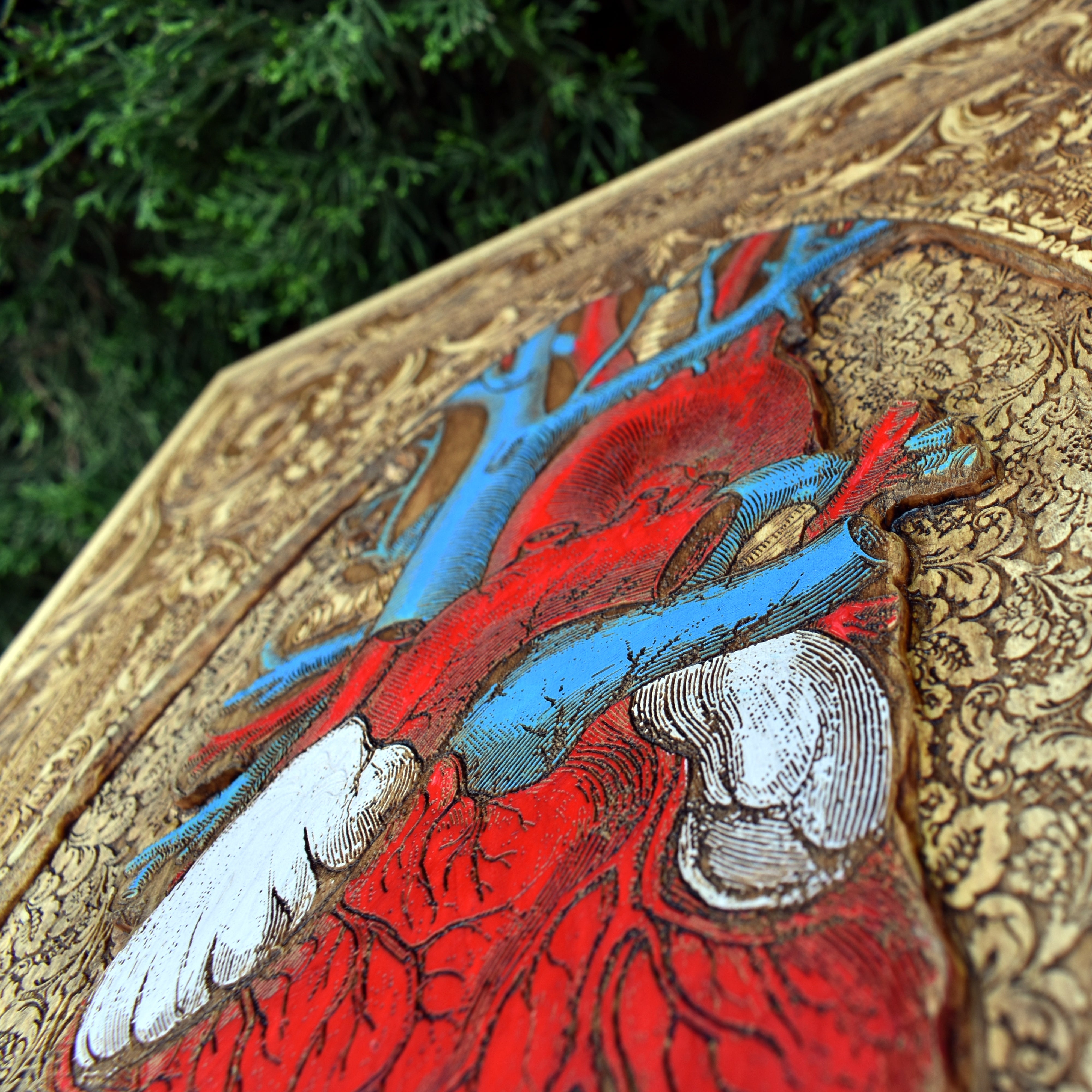 Heart - Hand Carved & Painted - Large