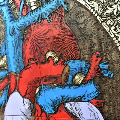 Gothic engraved wood art – gothic art, engraved wood, dark fantasy, skeleton design, artisan crafted