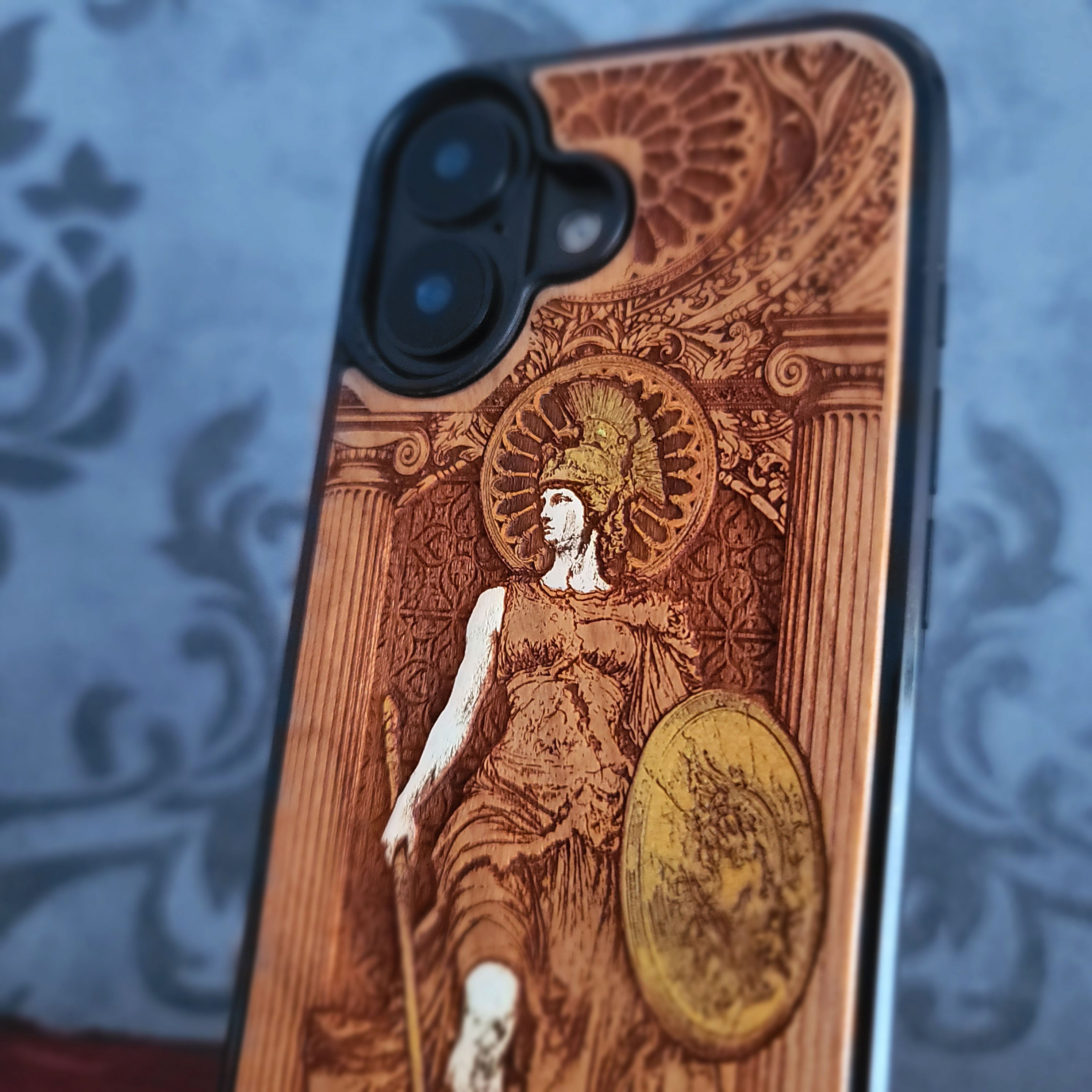 Athena - Wood Phone Case - Hand Painted