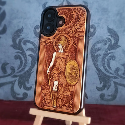 Athena - Wood Phone Case - Hand Painted