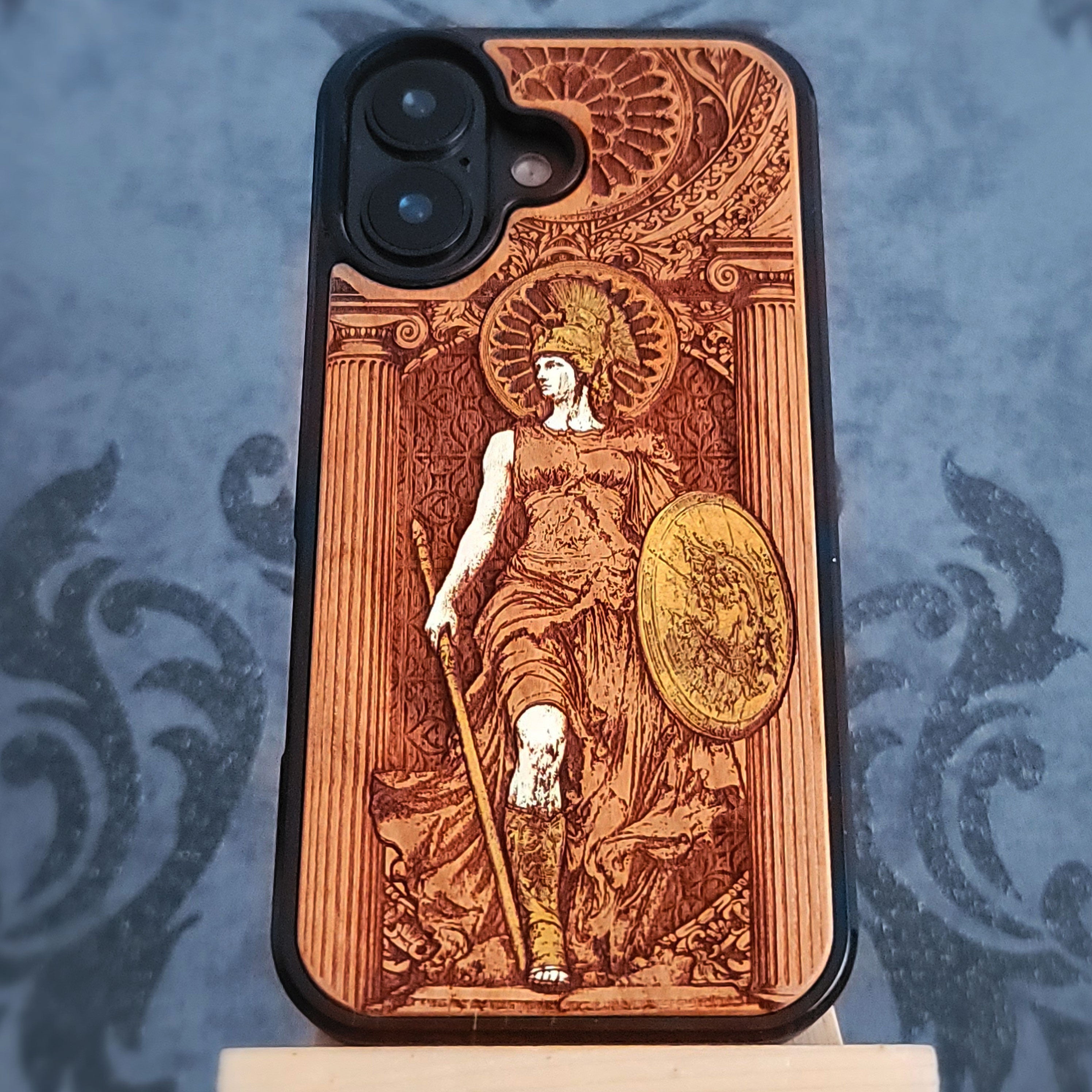 Athena - Wood Phone Case - Hand Painted