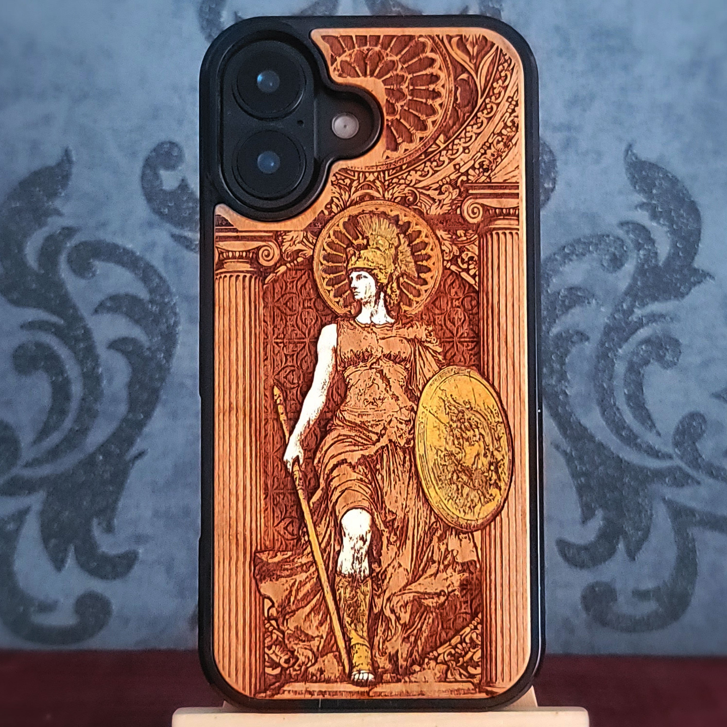 Athena - Wood Phone Case - Hand Painted