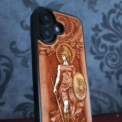 Athena - Wood Phone Case - Hand Painted