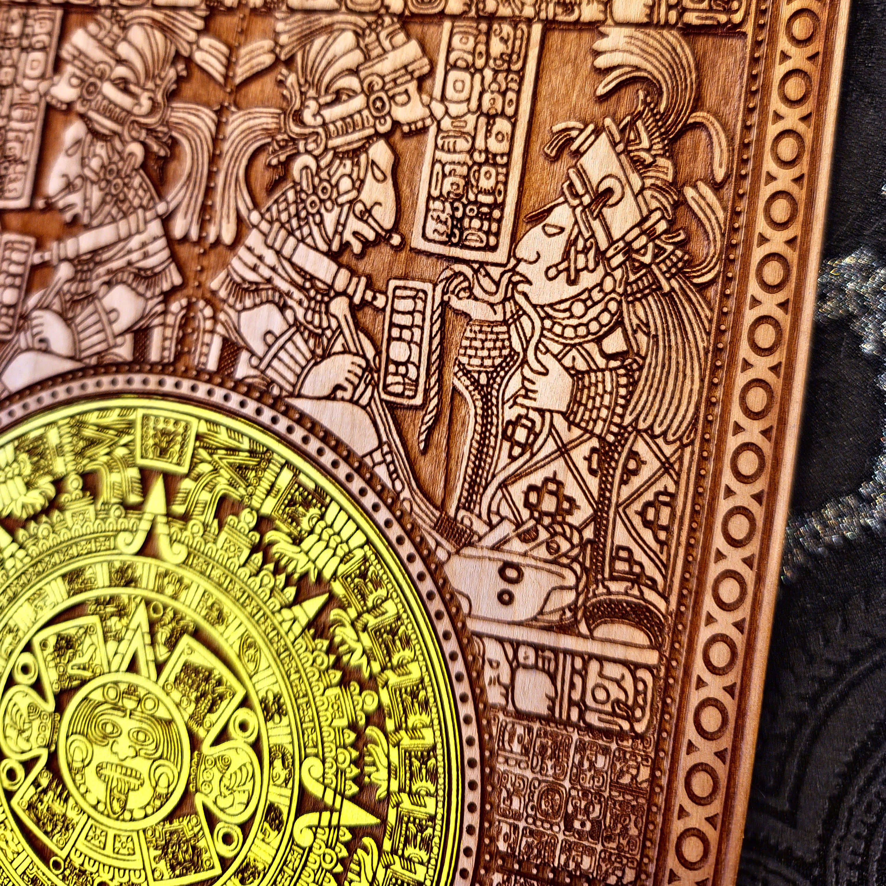 Aztec Calendar - Medium Hand Painted