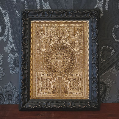 framed aztec calendar wall art engraved on wood