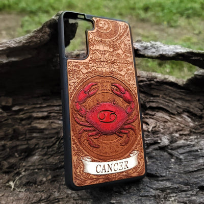Horoscope Cancer phone cover with symbolic water element design