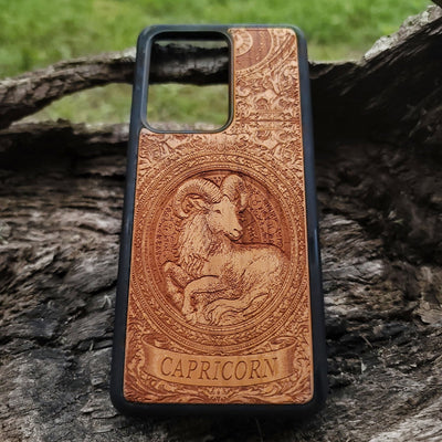 Handcrafted Capricorn sign phone case featuring astrology-inspired design