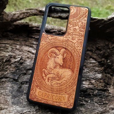 Zodiac gift Capricorn phone case with symbolic star sign detailing