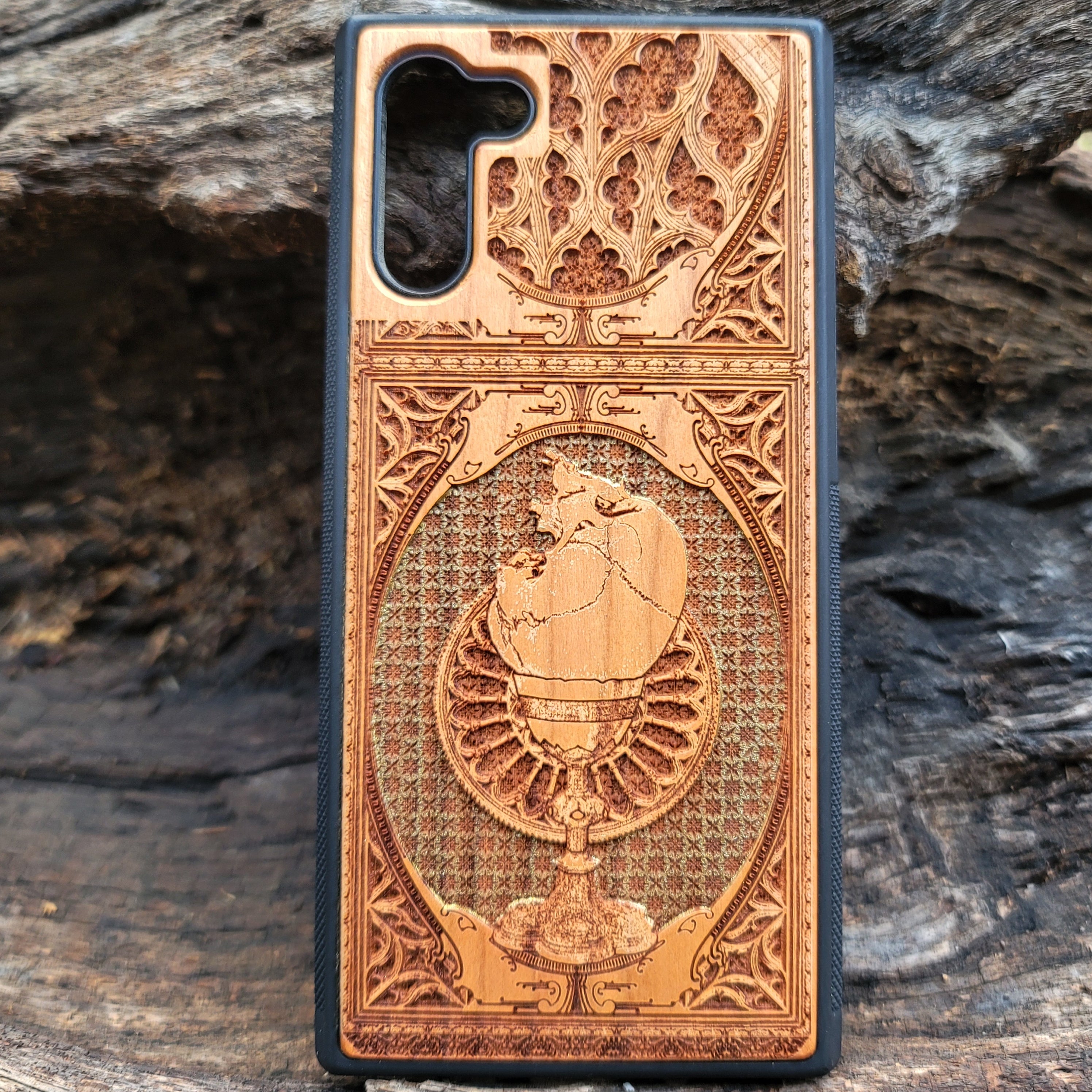 The Chalice -  Wood Phone Case - Gothic Pattern