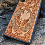Load image into Gallery viewer, iPhone &amp; Samsung Galaxy Wood Phone Case - The Chalice Gothic Pattern Gold Background
