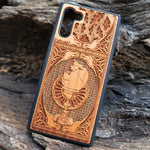 Load image into Gallery viewer, iPhone &amp; Samsung Galaxy Wood Phone Case - The Chalice Gothic Pattern Gold Background
