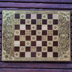 Load image into Gallery viewer, Battle Walnut &amp; Gold Stained Wooden Chess Board Game Set - A3 Size - 1.25&quot; / 32 mm Square
