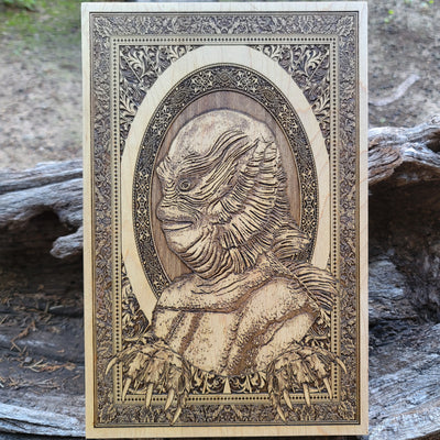 Creature from the Black Lagoon wood wall art – horror movie decor