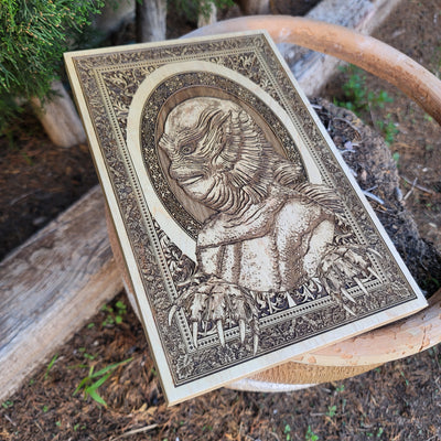 Detailed laser-engraved horror decor – Creature from the Black Lagoon