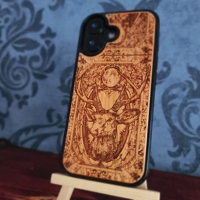 Cazador de ciervos - Funda de madera para teléfono