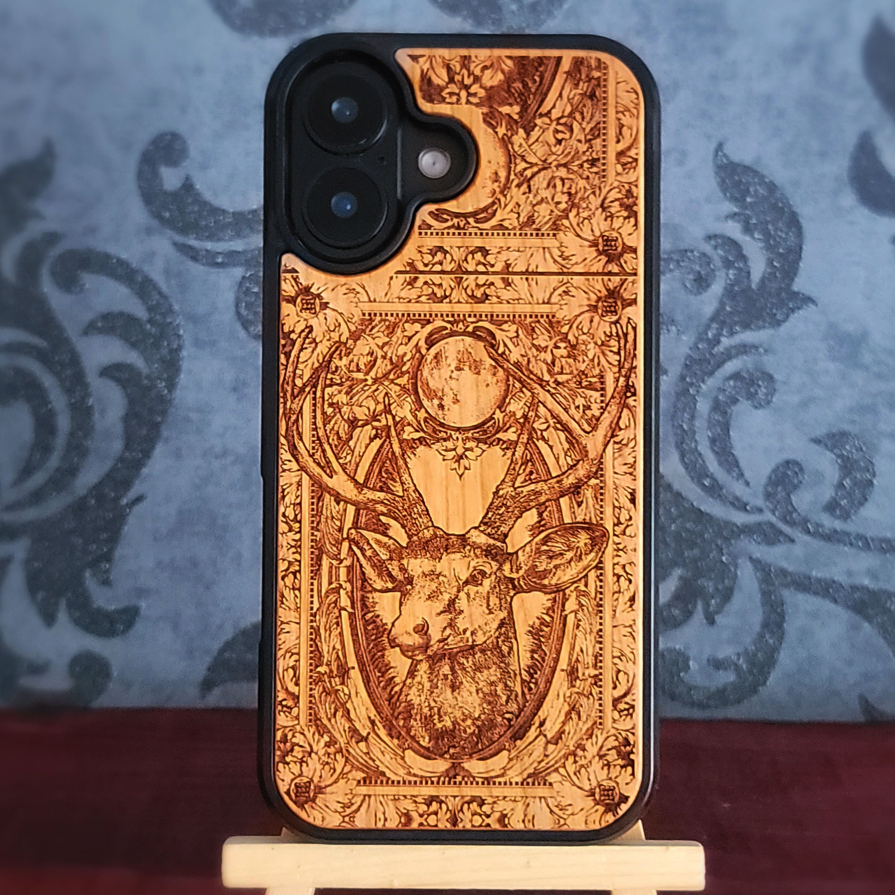 deer head wood phone case for iphone
